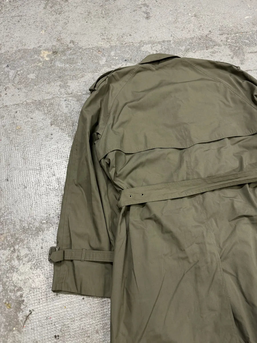 1990s Yves Saint Laurent Olive Buttoned Trench Jacket iwotOVa 7