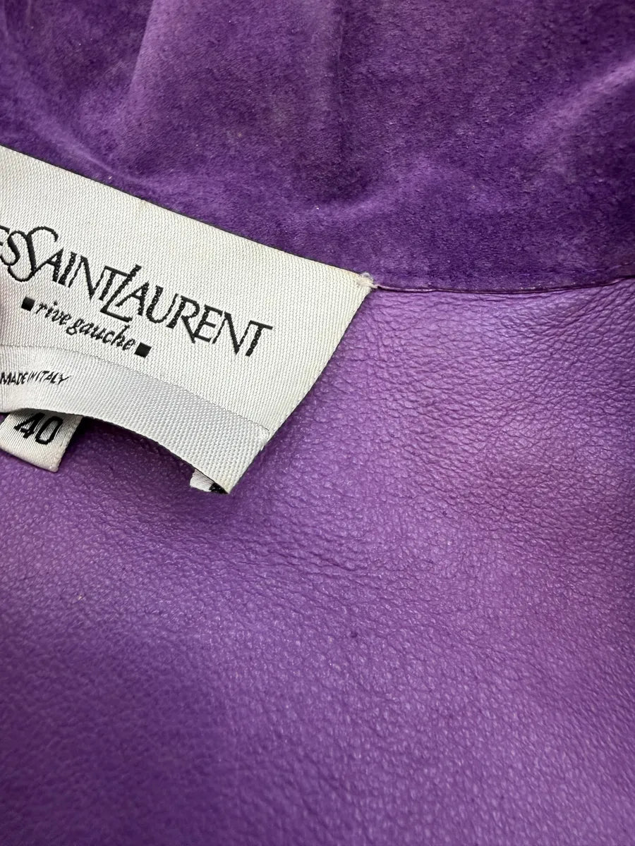 SS2005 Yves Saint Laurent Purple Suede Cropped Leather Jacket hrBBauD 12