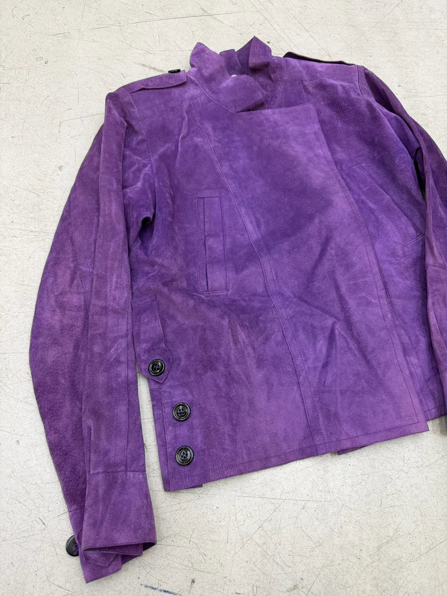 SS2005 Yves Saint Laurent Purple Suede Cropped Leather Jacket hrBBauD 14