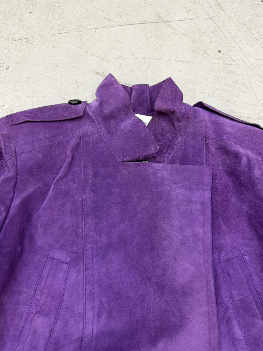 SS2005 Yves Saint Laurent Purple Suede Cropped Leather Jacket hrBBauD 15