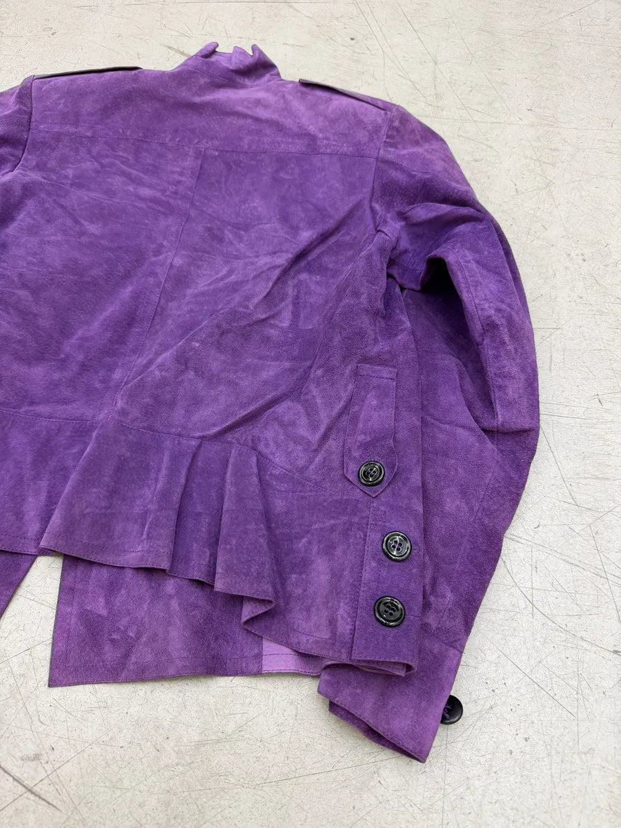 SS2005 Yves Saint Laurent Purple Suede Cropped Leather Jacket hrBBauD 6