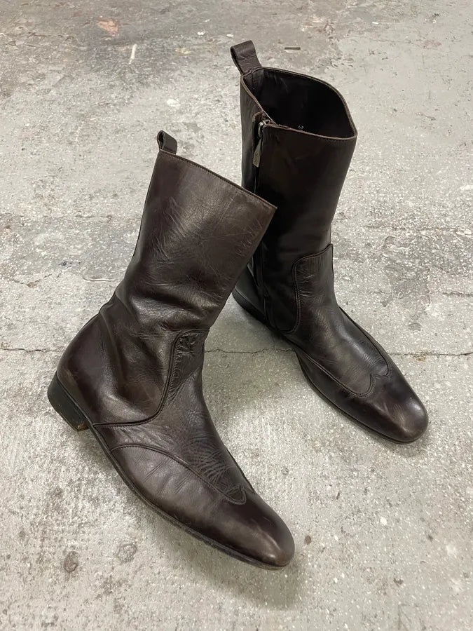 1990s Yves Saint Laurent Rive Gauche Black Leather Ankle Boots (40eu/us7) 3