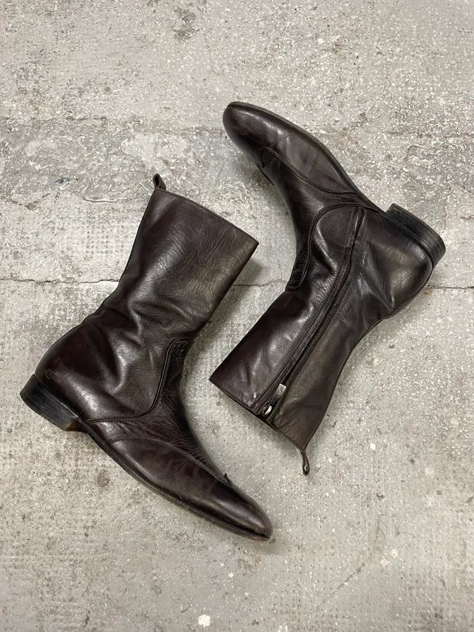 1990s Yves Saint Laurent Rive Gauche Black Leather Ankle Boots (40eu/us7) 4