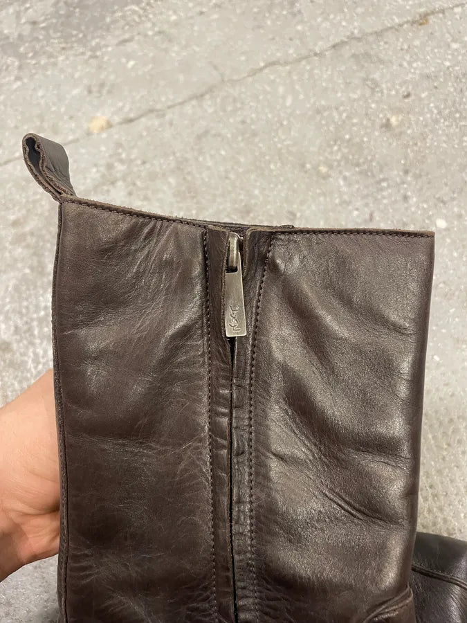 1990s Yves Saint Laurent Rive Gauche Black Leather Ankle Boots (40eu/us7) 6