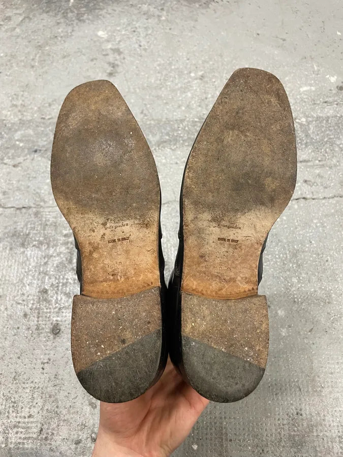 1990s Yves Saint Laurent Rive Gauche Black Leather Ankle Boots (40eu/us7) 7