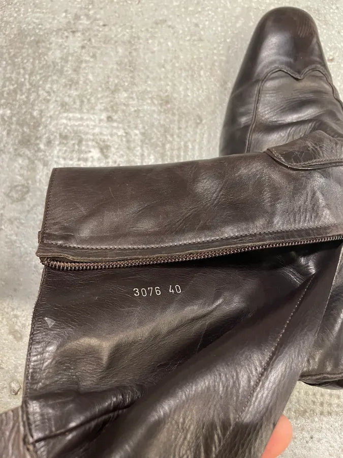 1990s Yves Saint Laurent Rive Gauche Black Leather Ankle Boots (40eu/us7) 8