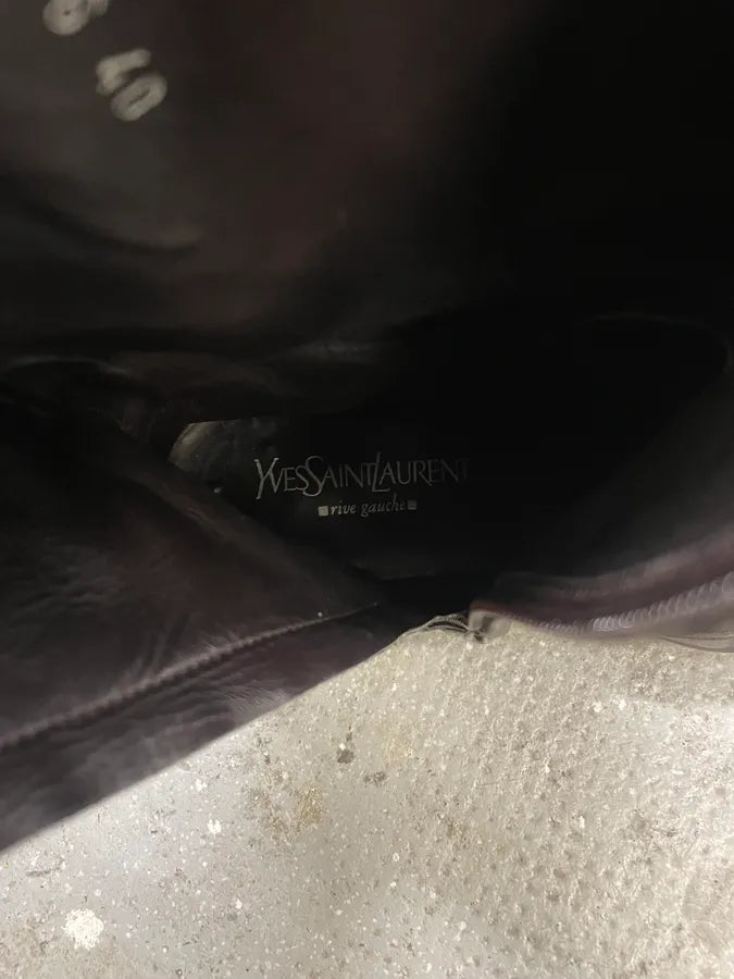 1990s Yves Saint Laurent Rive Gauche Black Leather Ankle Boots HSJzqWa 9