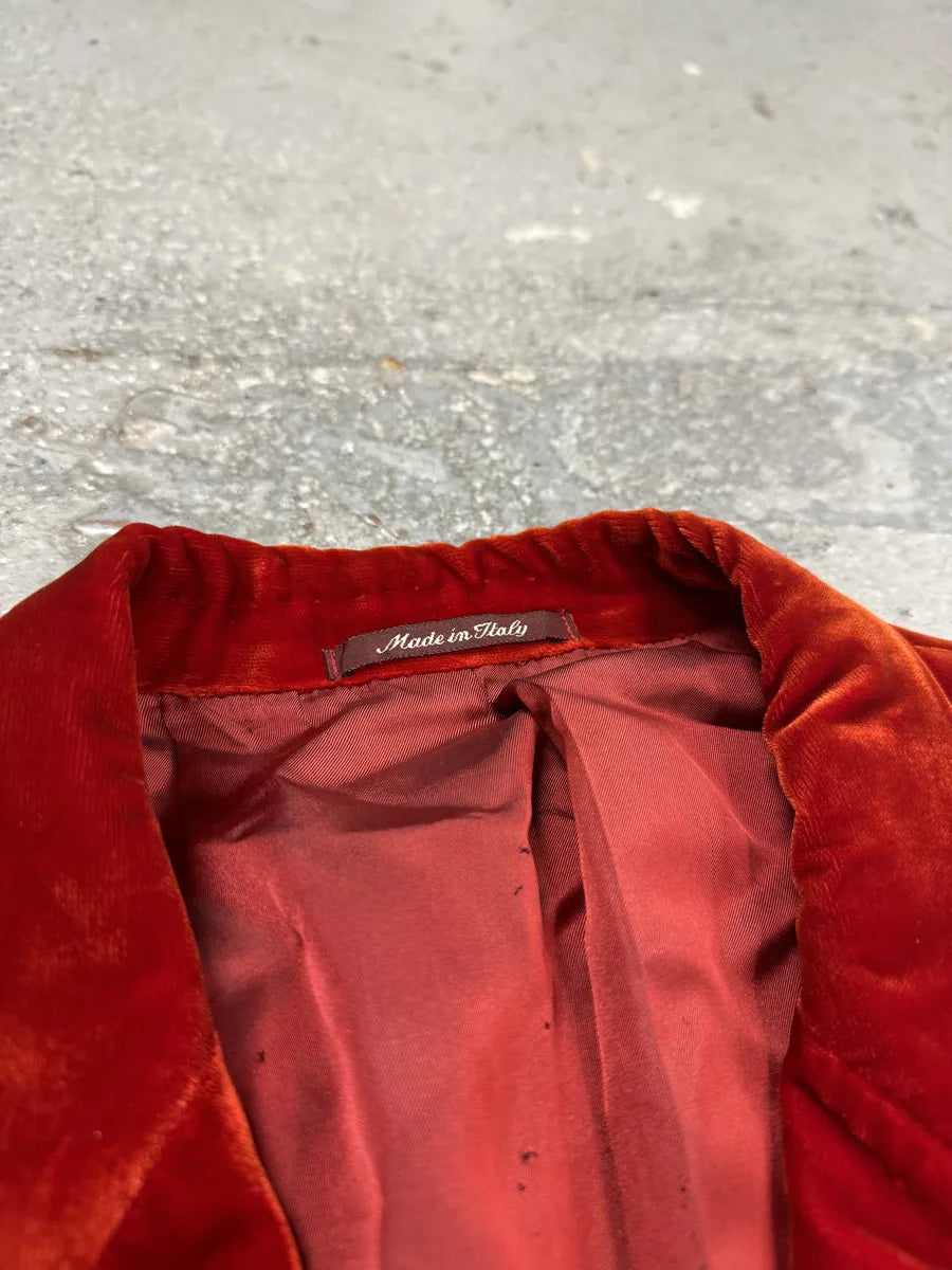 1990s Yves Saint Laurent Rive Gauche Velvet Red Suit Jacket gaiXeVo 9