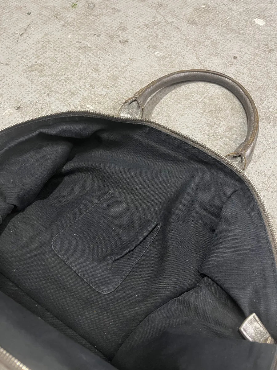1990s Yves Saint Laurent Silver Grey Y Patined Leather Bag (OS) 10