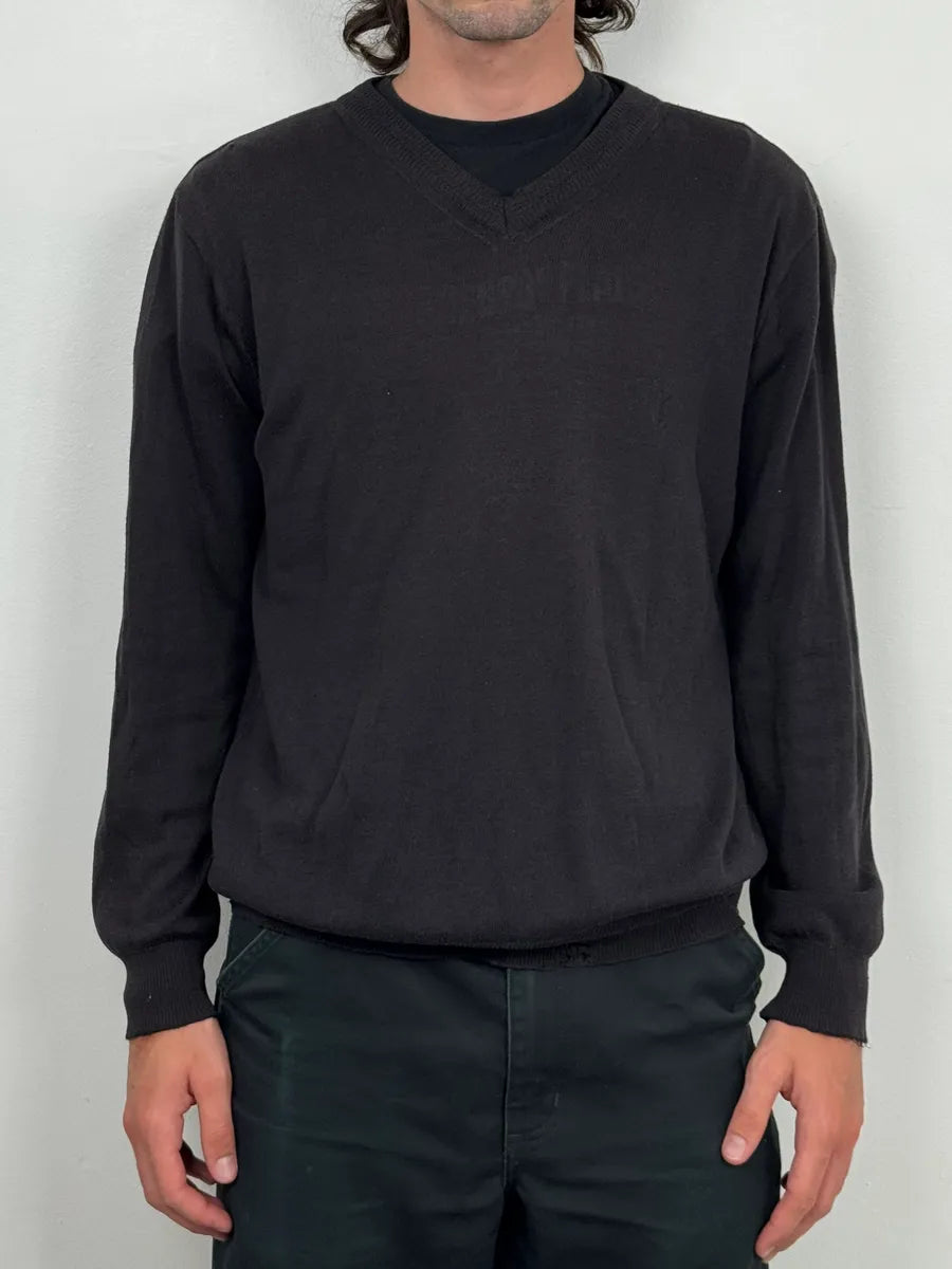 1990s Yves Saint Laurent Tern V Neck Distressed Sweater kehFvXA 0
