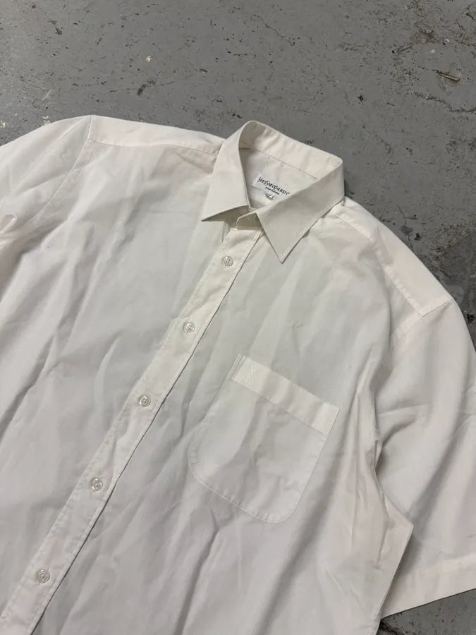 1990s Yves Saint Laurent White Short Sleeves Shirt FVCqGrt 5
