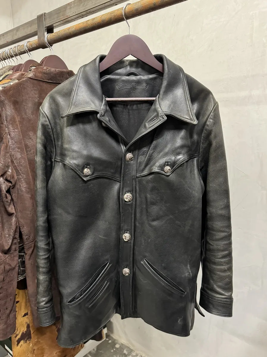 1993 Chrome Hearts Claw Button Black Hunting Leather Jacket LQBQbbM 1