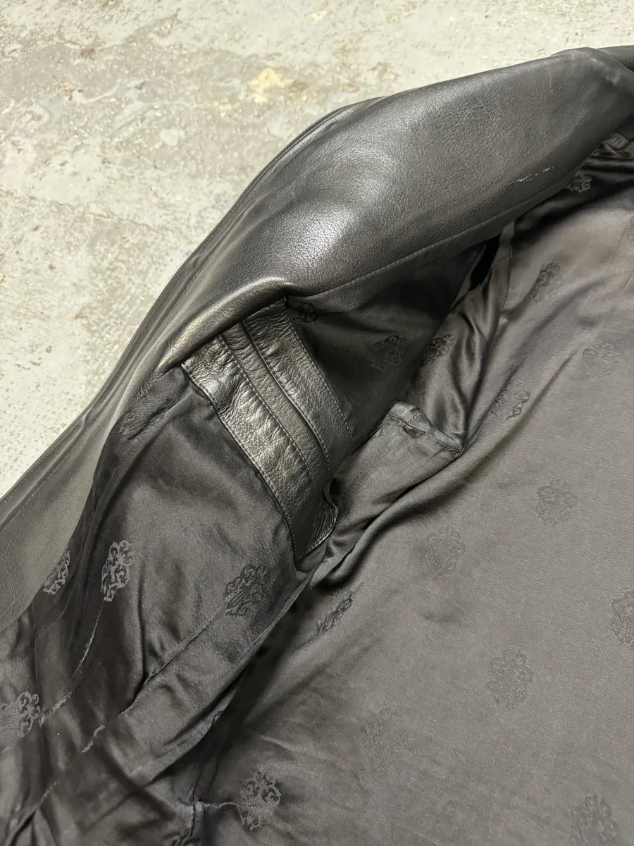 1993 Chrome Hearts Claw Button Black Hunting Leather Jacket LQBQbbM 12