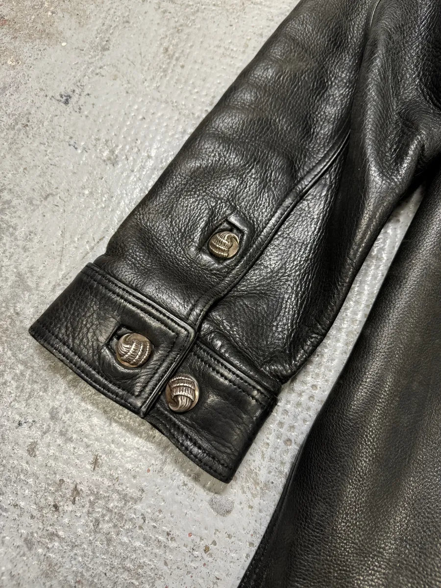 1993 Chrome Hearts Claw Button Black Hunting Leather Jacket LQBQbbM 16