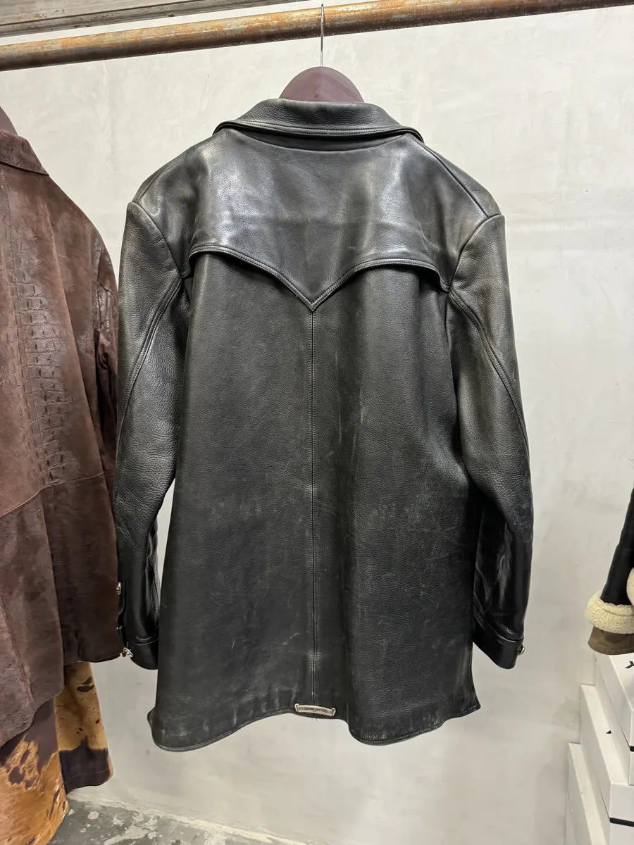 1993 Chrome Hearts Claw Button Black Hunting Leather Jacket LQBQbbM 2