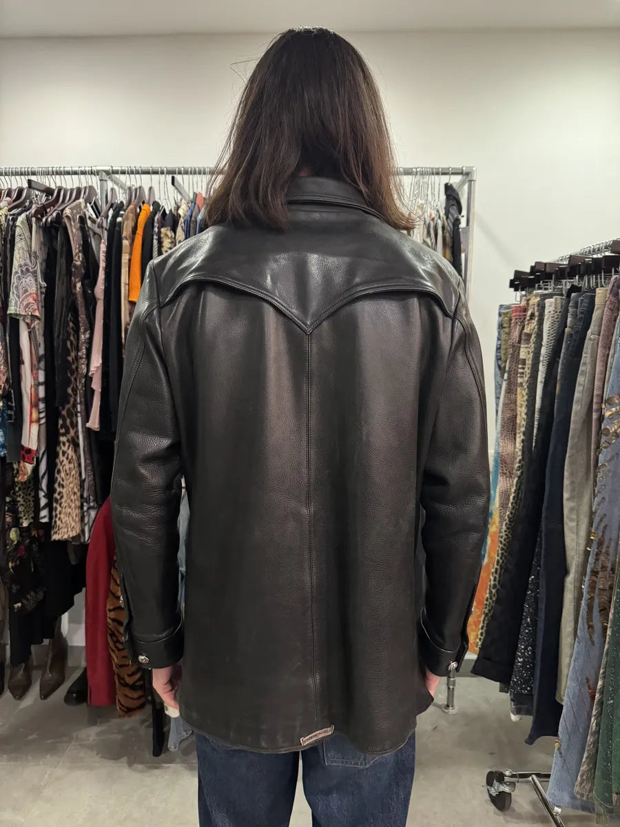 1993 Chrome Hearts Claw Button Black Hunting Leather Jacket LQBQbbM 4