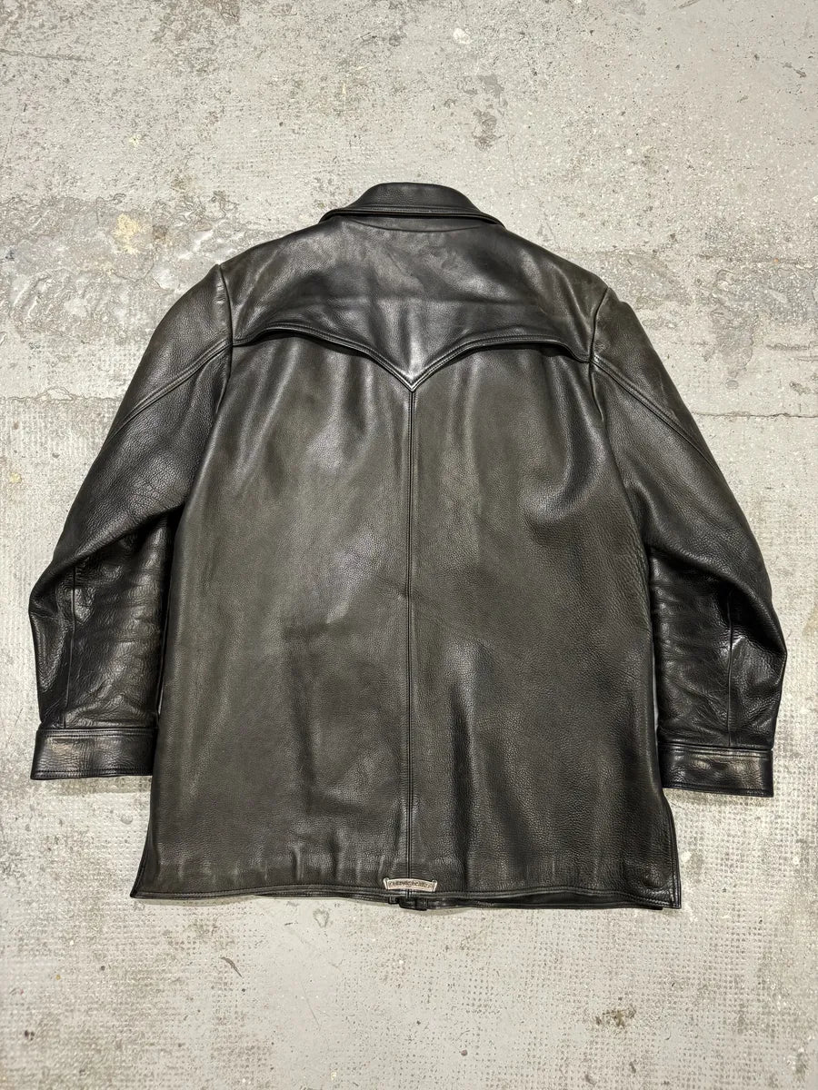 1993 Chrome Hearts Claw Button Black Hunting Leather Jacket LQBQbbM 5