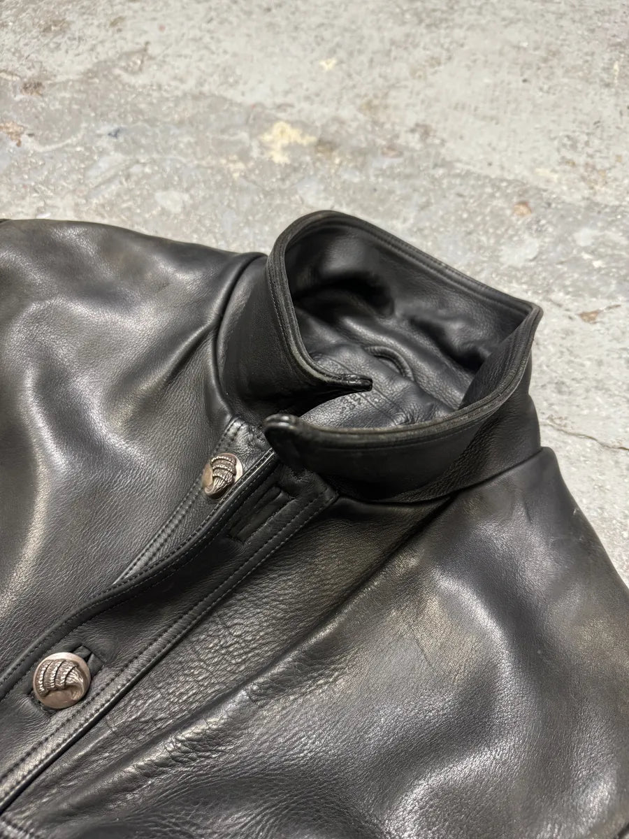 1993 Chrome Hearts Claw Button Black Hunting Leather Jacket LQBQbbM 6