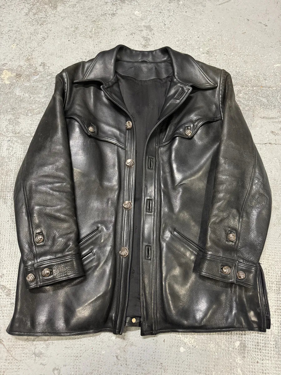 1993 Chrome Hearts Claw Button Black Hunting Leather Jacket LQBQbbM 8