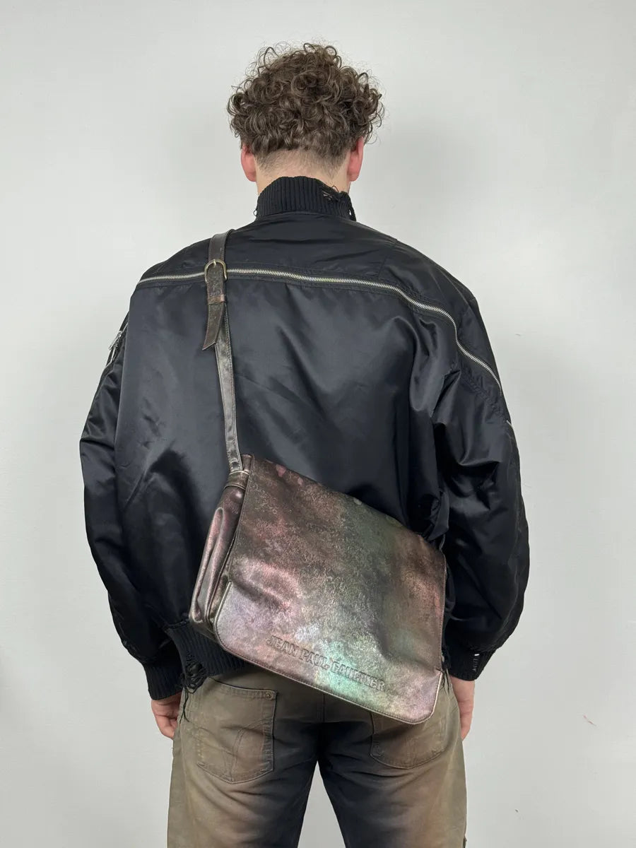 1995 Jean Paul Gaultier World Eroded Satin Shoulder Bag NoSmNUz 1