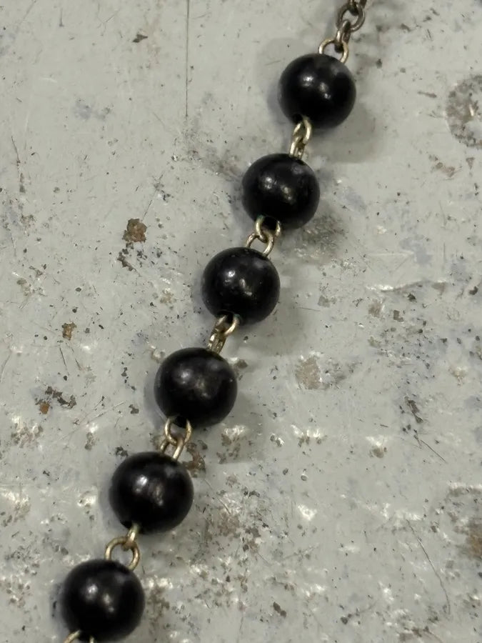 1990s Dolce & Gabbana Black Beaded Ankh Cross Rosary Necklace guEaSWg 5