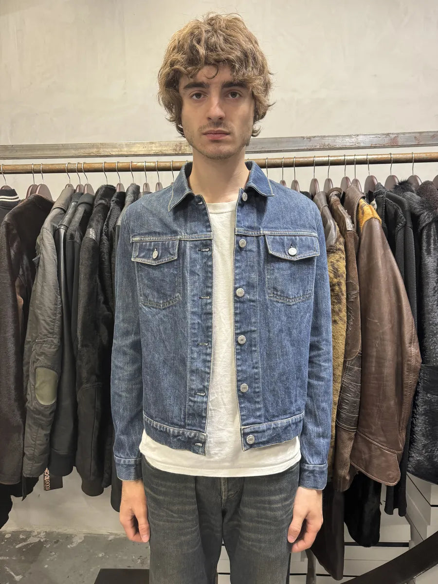 AW1998 Helmut Lang Raw Navy Blue Buttoned Jacket (M) aBzANVG 2