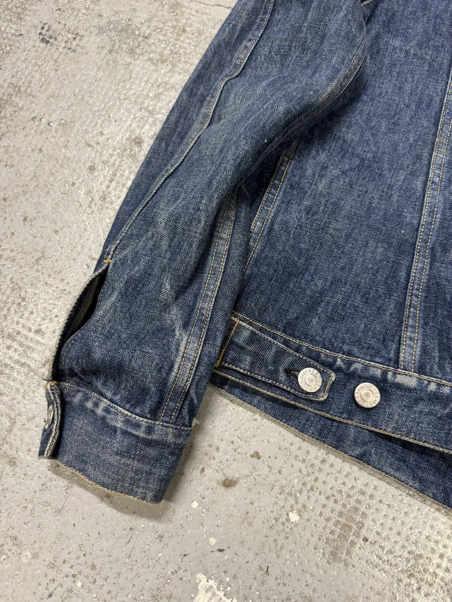 AW1998 Helmut Lang Raw Navy Blue Buttoned Jacket (M) aBzANVG 4