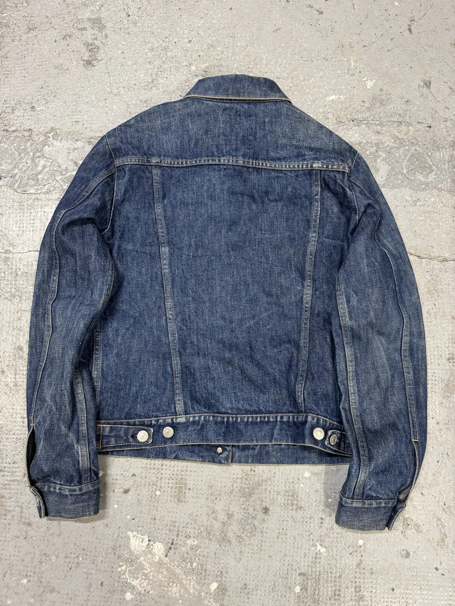 AW1998 Helmut Lang Raw Navy Blue Buttoned Jacket (M) aBzANVG 5