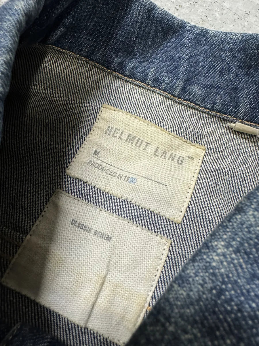 AW1998 Helmut Lang Raw Navy Blue Buttoned Jacket (M) aBzANVG 8