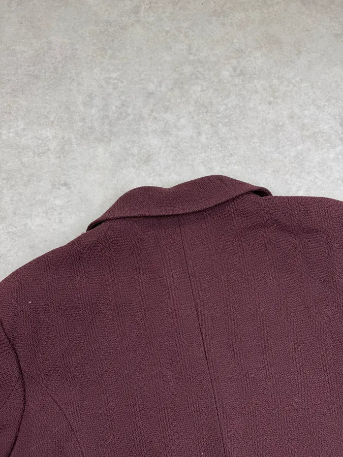 AW1997 Chanel Bordeaux Wool CC Logo Blazer Jacket UrlYwbG 7