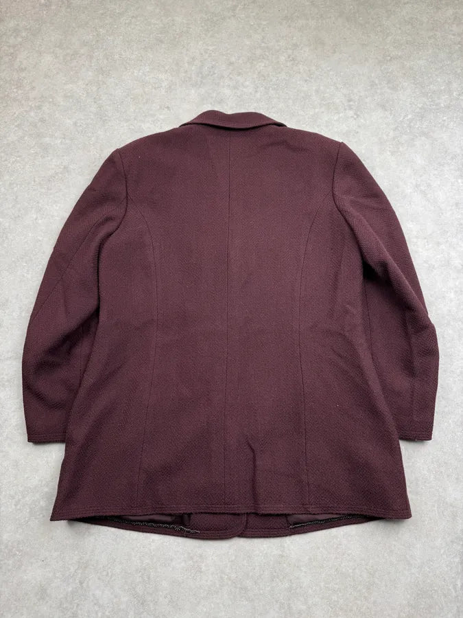 AW1997 Chanel Bordeaux Wool CC Logo Blazer Jacket UrlYwbG 6