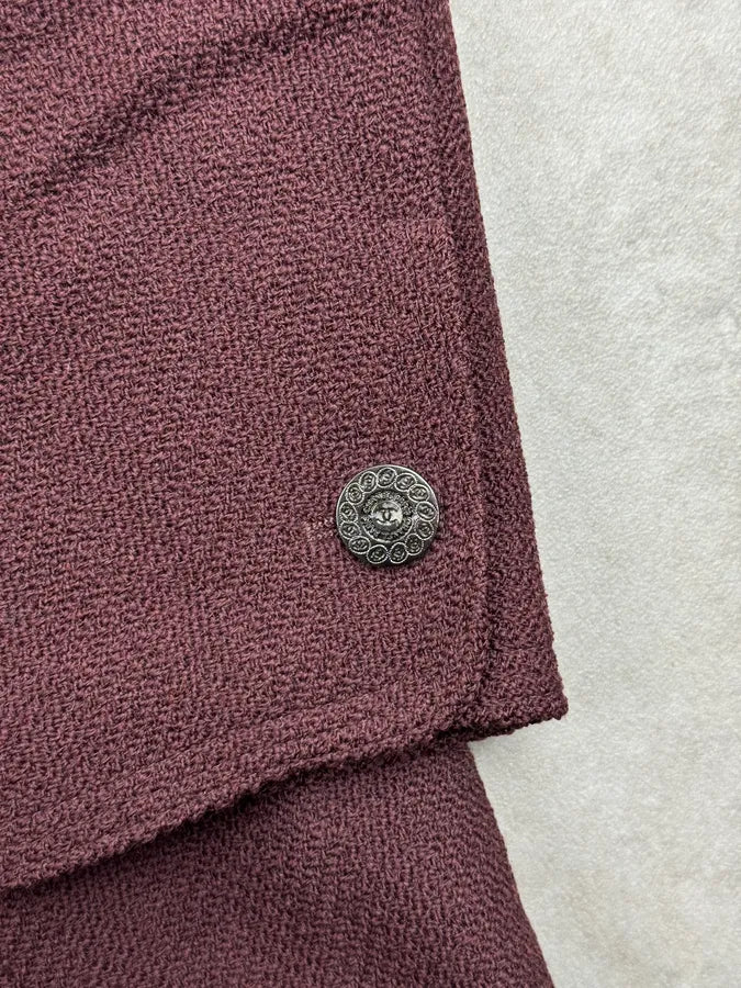 AW1997 Chanel Bordeaux Wool CC Logo Blazer Jacket UrlYwbG 8