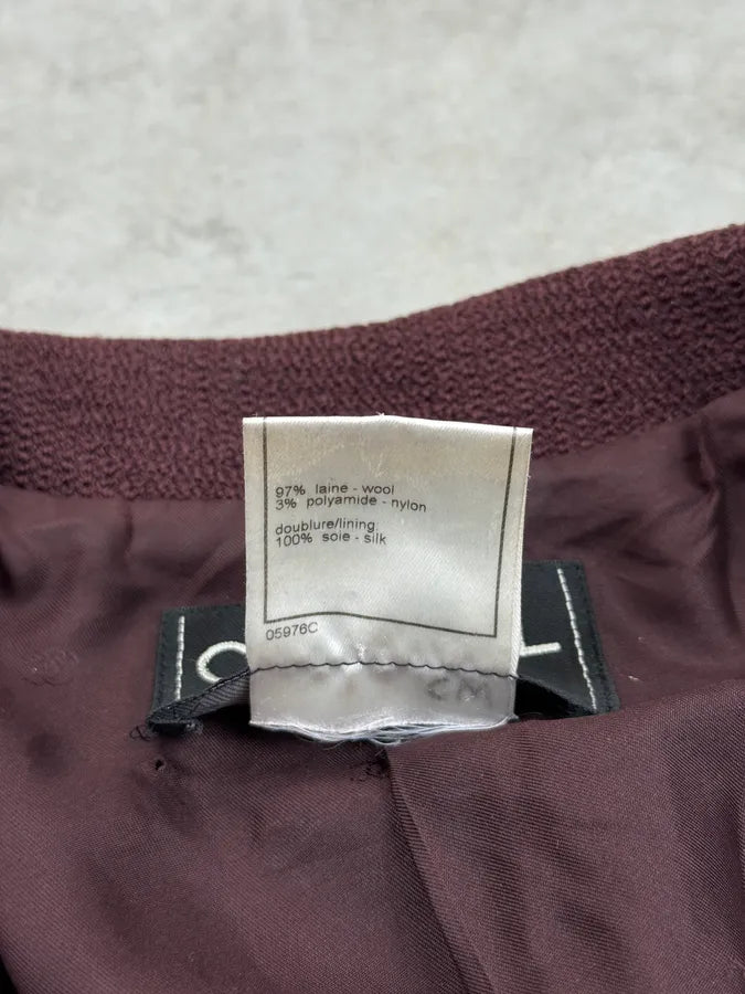 AW1997 Chanel Bordeaux Wool CC Logo Blazer Jacket UrlYwbG 13