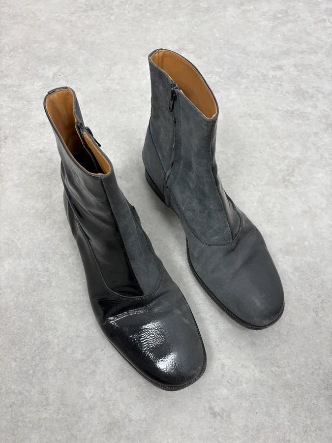 Maison Margiela Black & Grey Patent Leather Hybrid Boots MUHxaFV 3