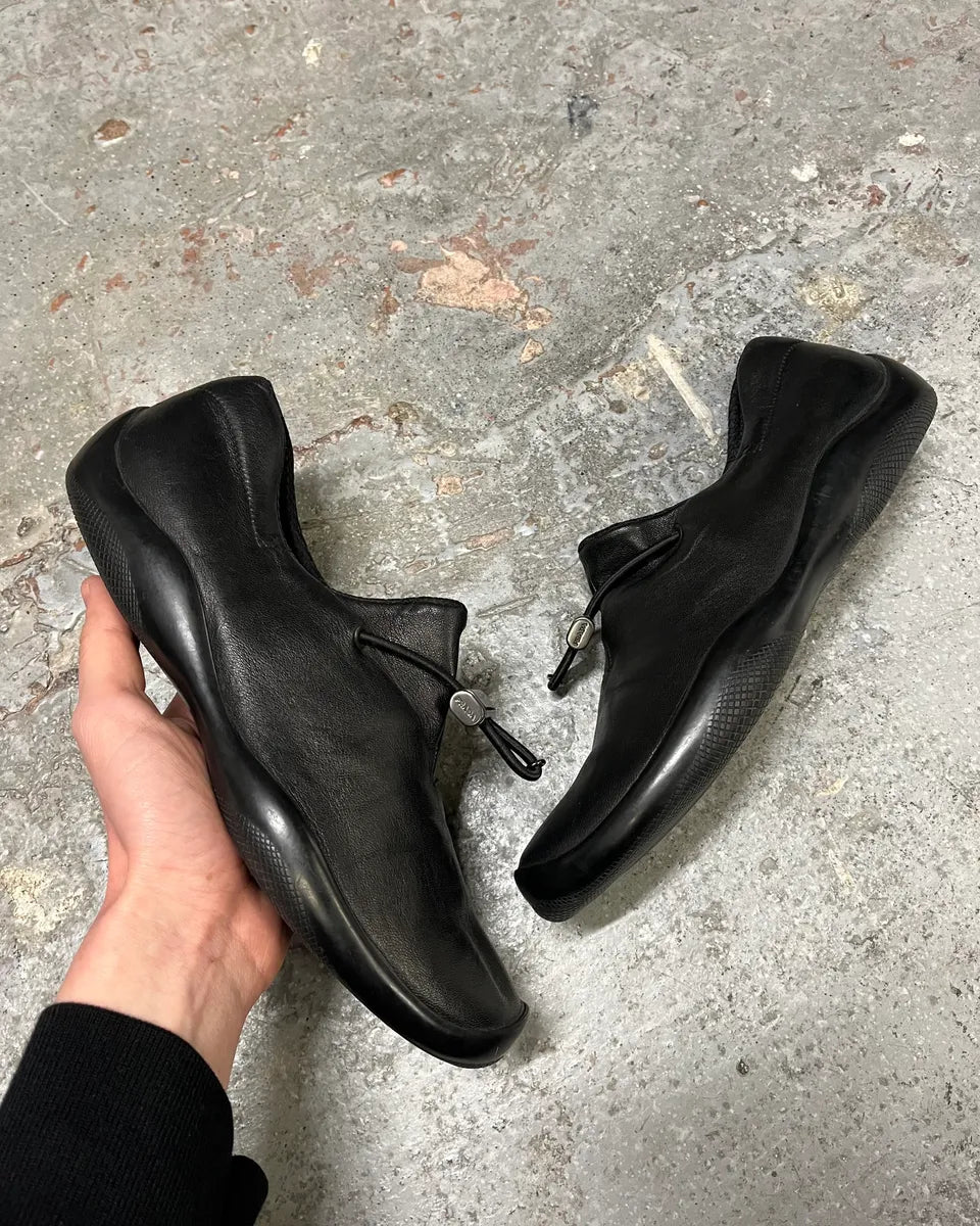 1999 Prada Toblach Black Leather Shoes (40.5eu/us7.5) znPPIuq 0