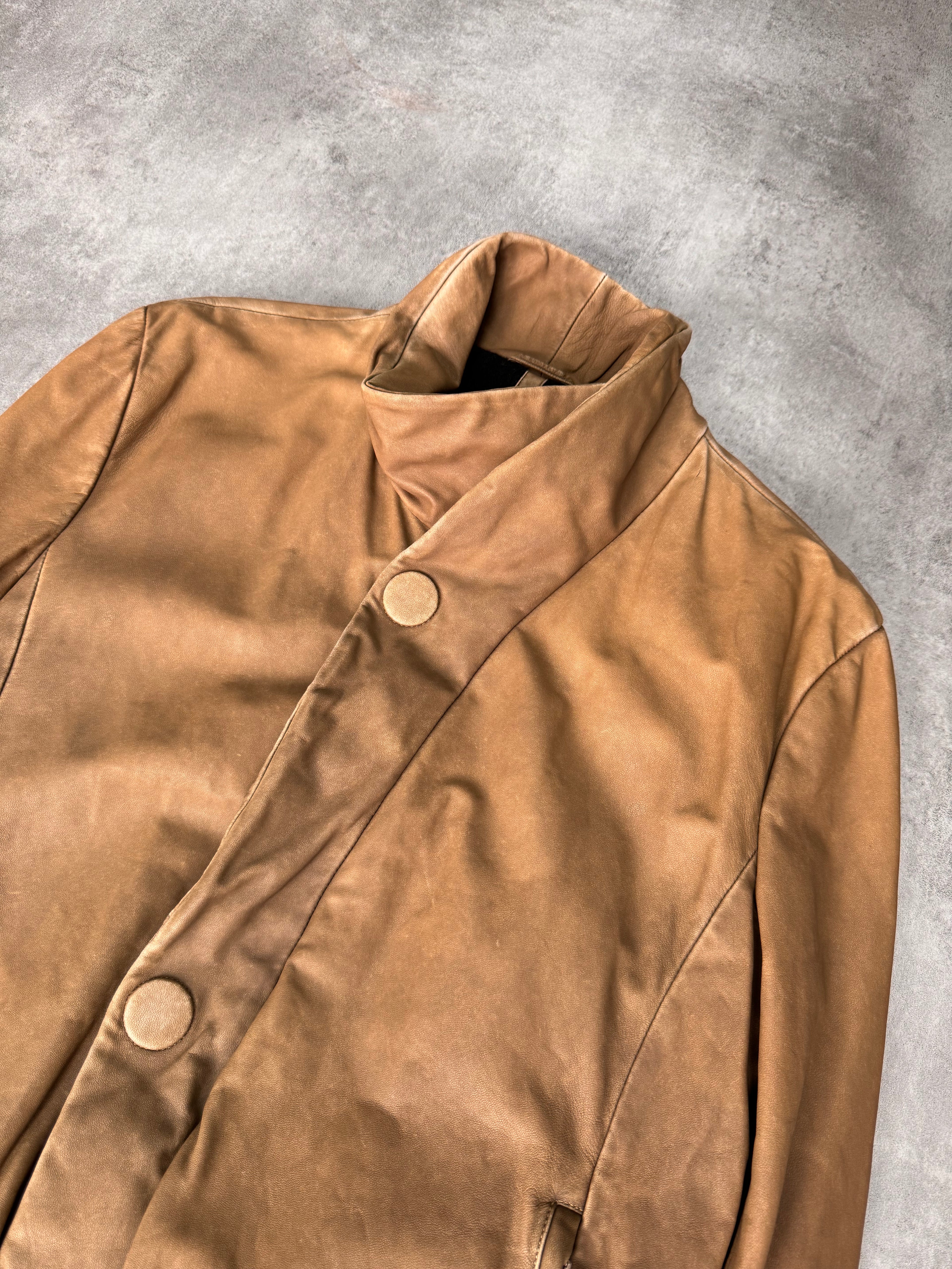 SS2011 Emporio Armani Asymmetrical Collar Leather Jacket