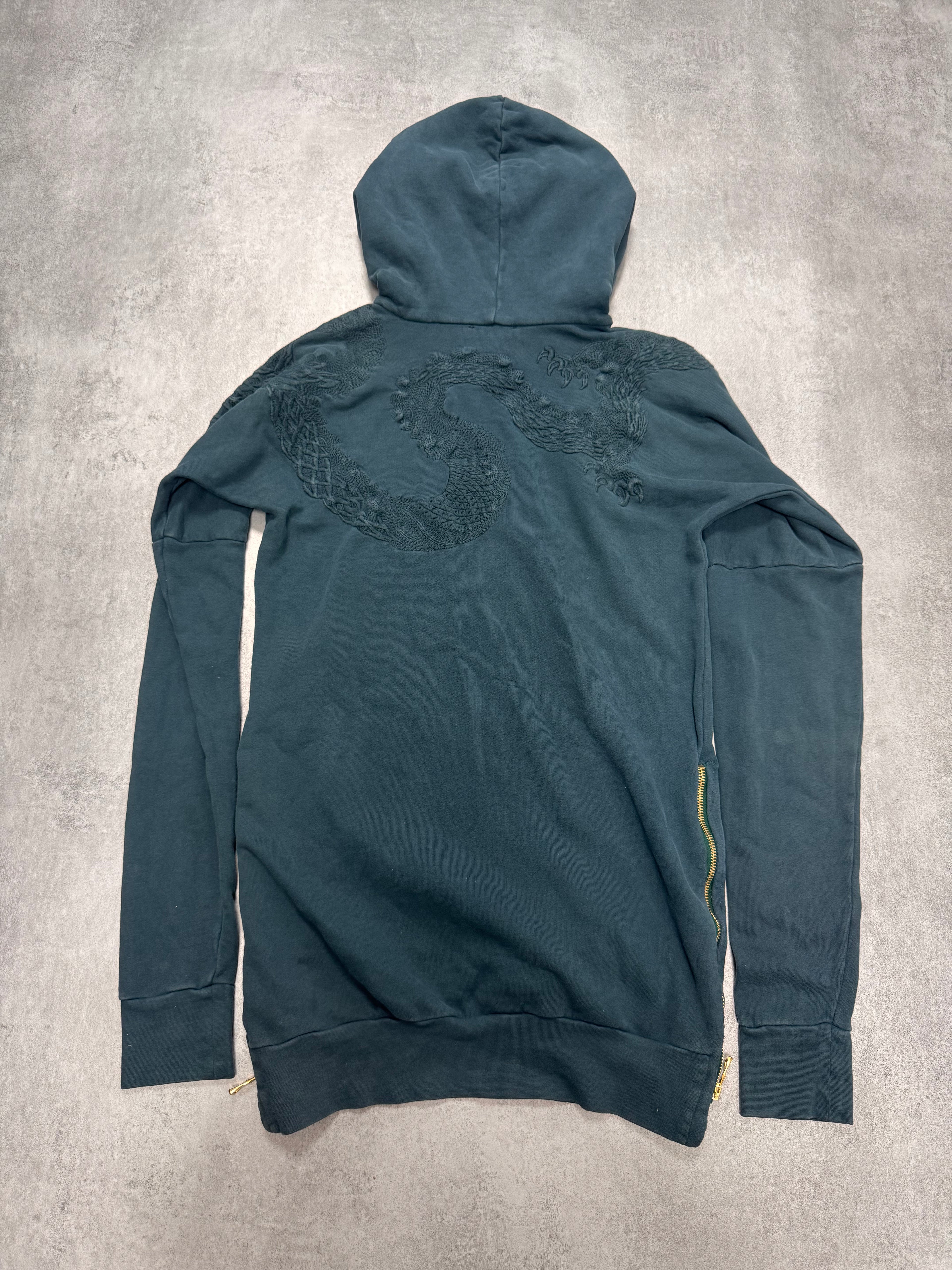 2000s Balmain Embroided Asian Dragon Long Hoodie