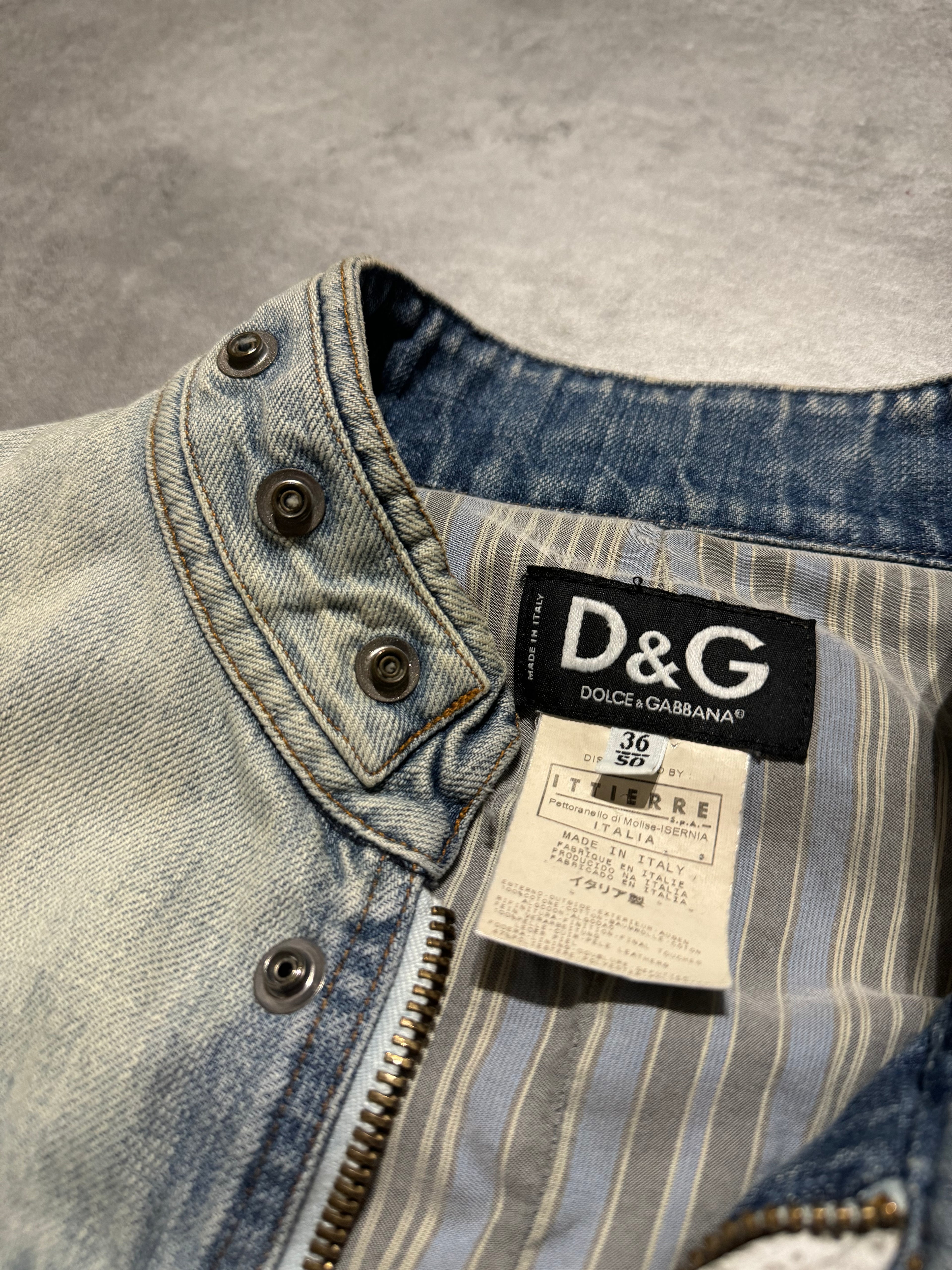 SS2005 Dolce & Gabbana Apocalyptic Biker Denim Jacket (M/L) - 9