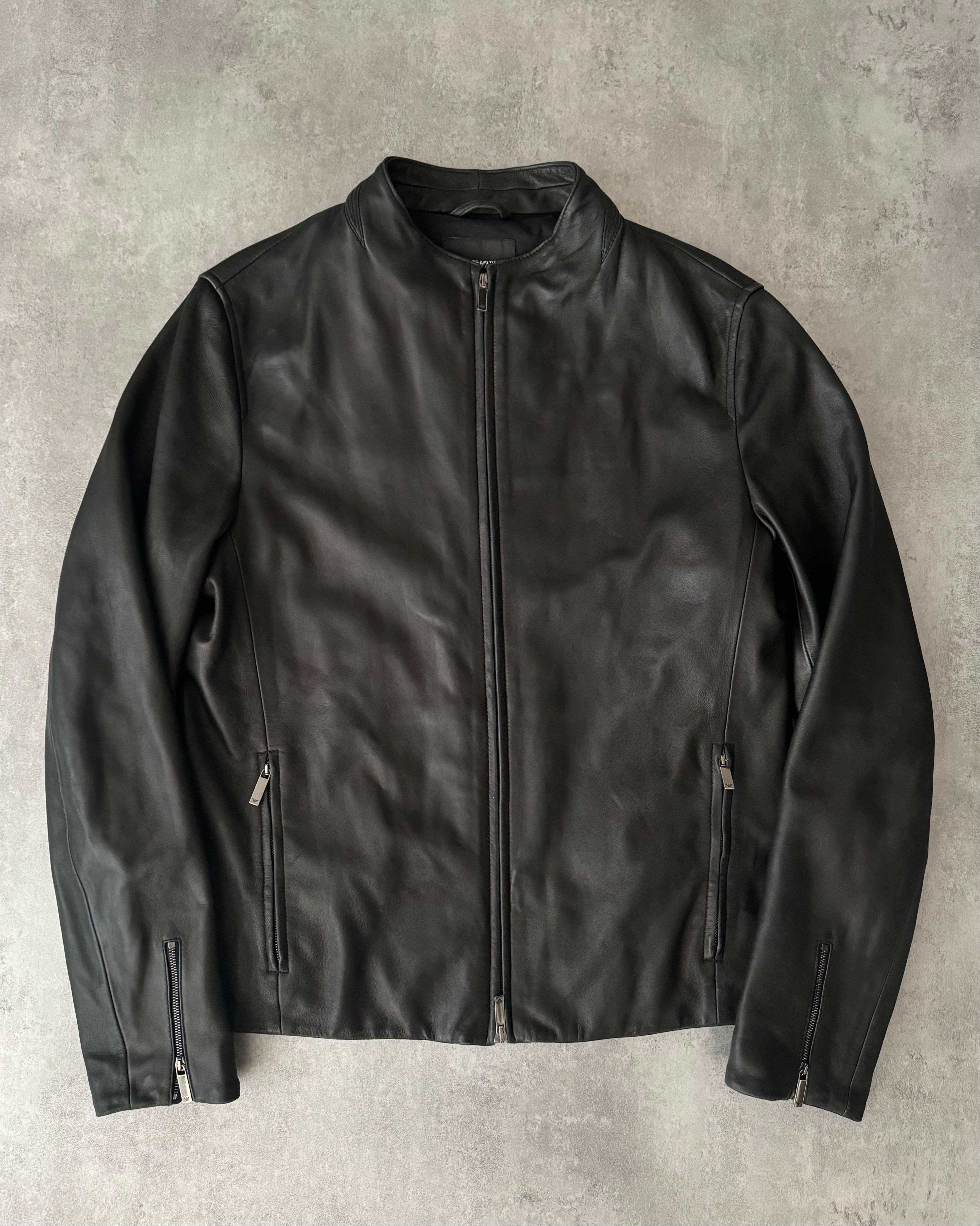 AW2016 Emporio Armani FingerPrint Signature Leather Jacket