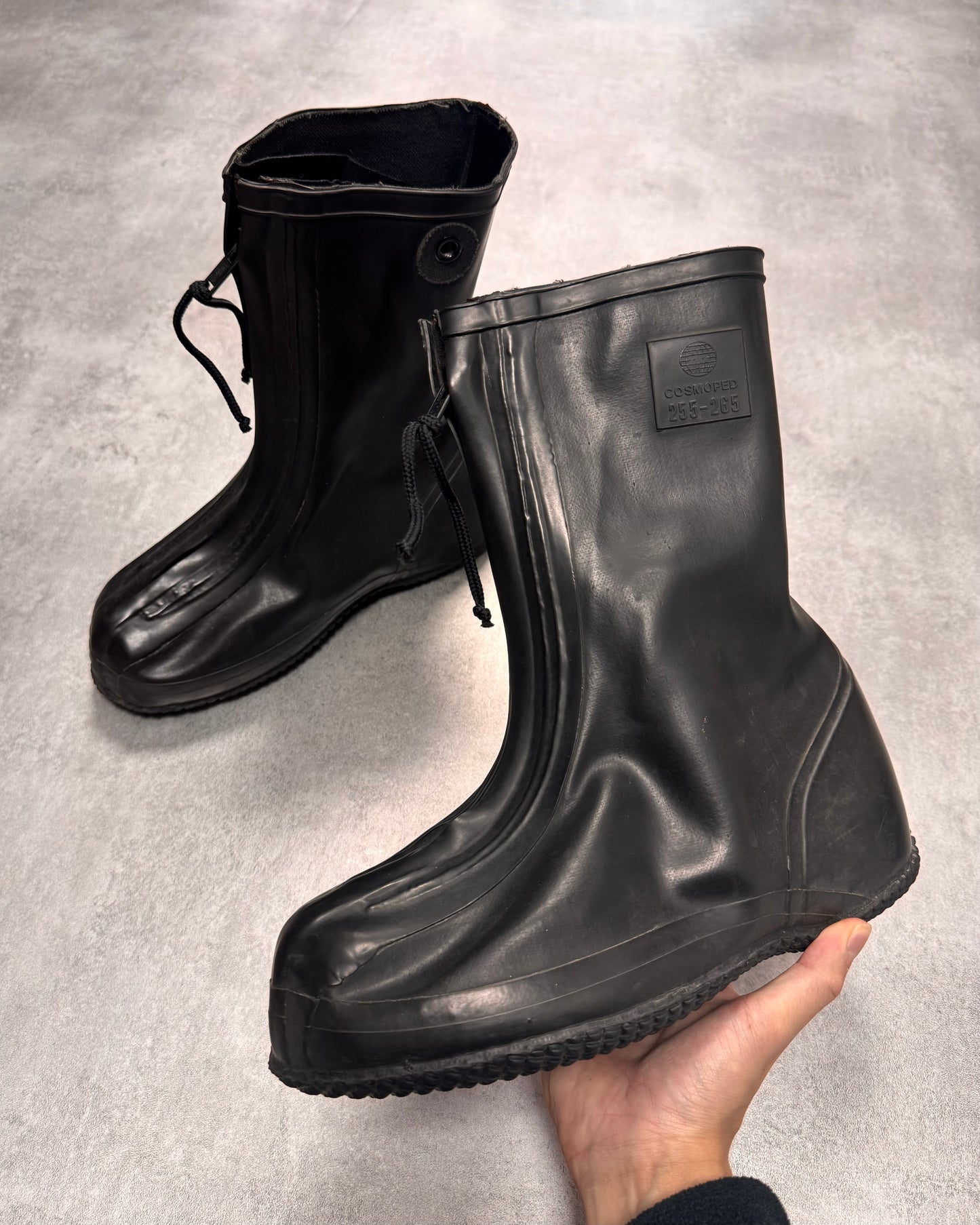 1980s Combat Waterproof Protection Front Zip Shoes Covers Black Boots (42eu/us8,5)