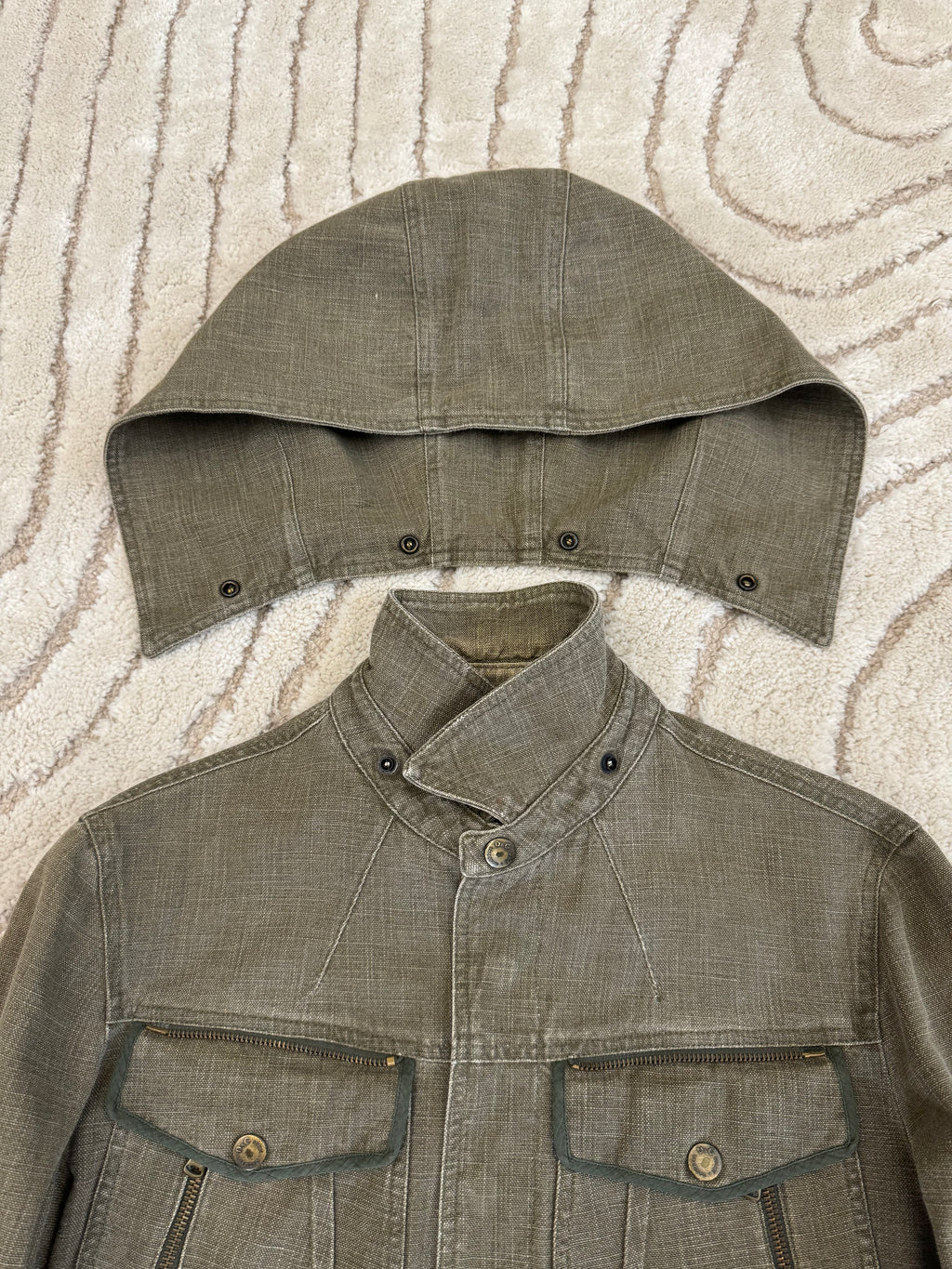 2003 ドルチェ＆ガッバーナ レベル コンバット フード付き デニム ジャケット (S/M)