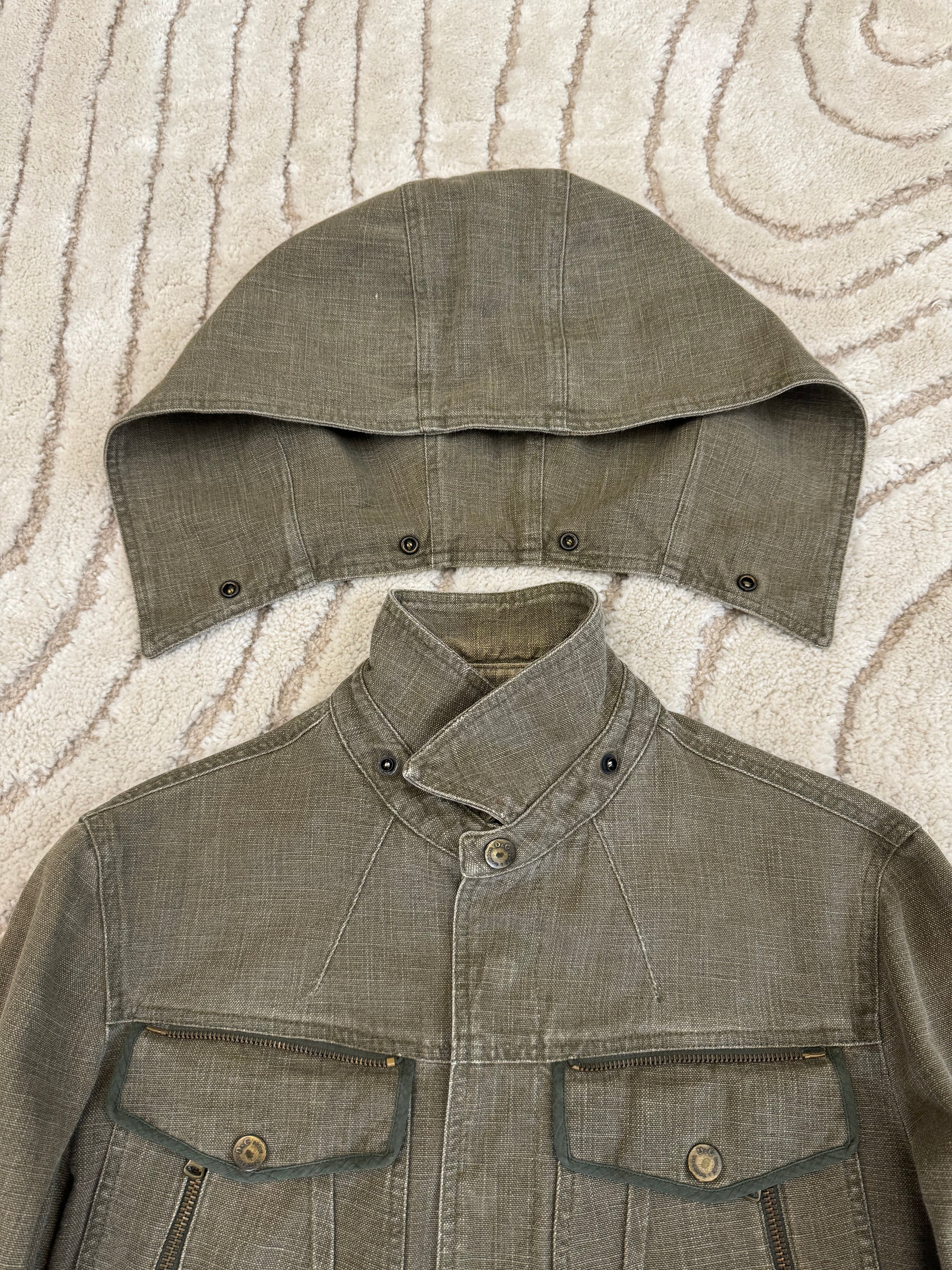 2003 ドルチェ＆ガッバーナ レベル コンバット フード付き デニム ジャケット (S/M)