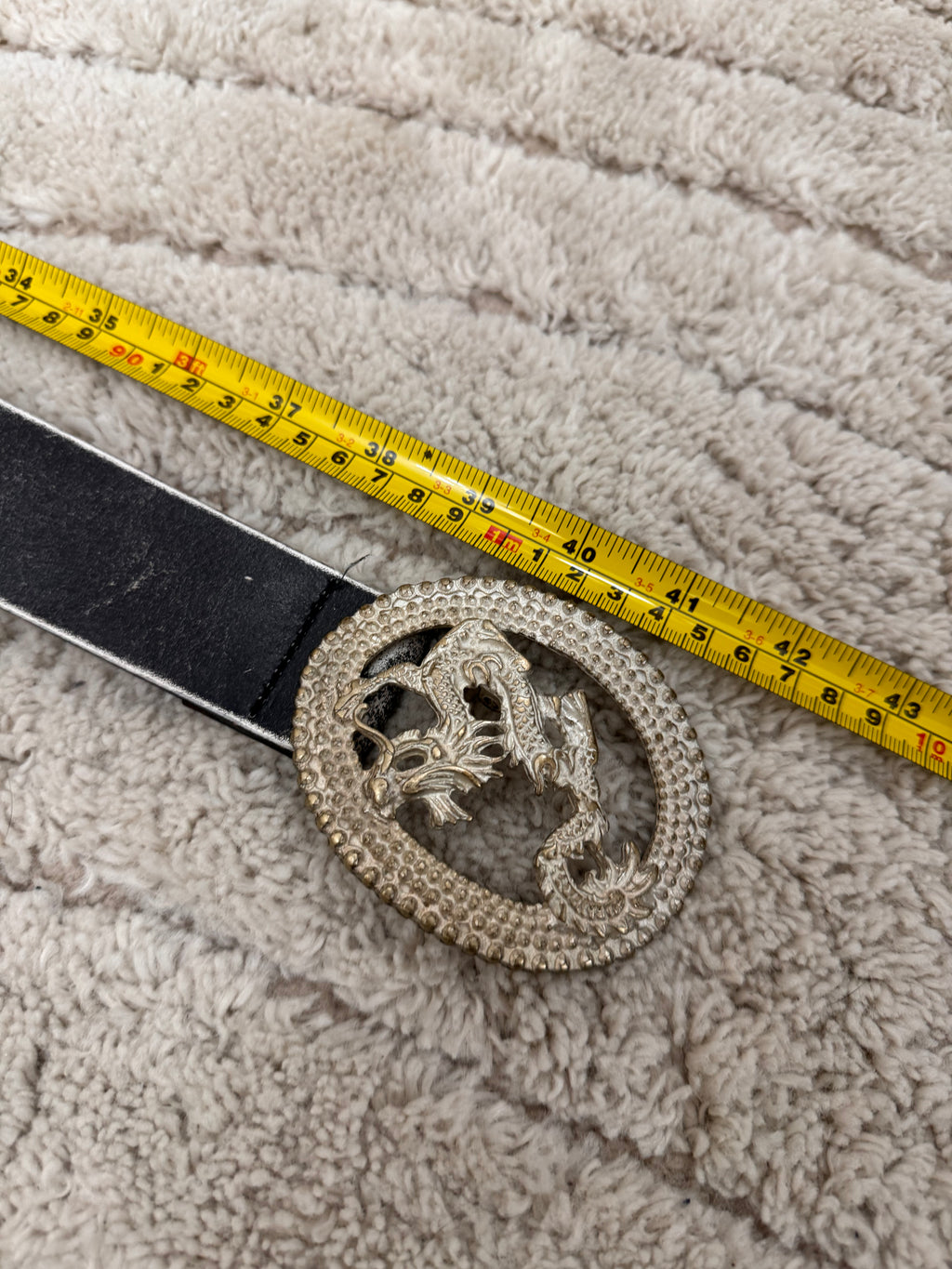 2000s Cavalli Silver Dragon Faded Leather Belt (OS)