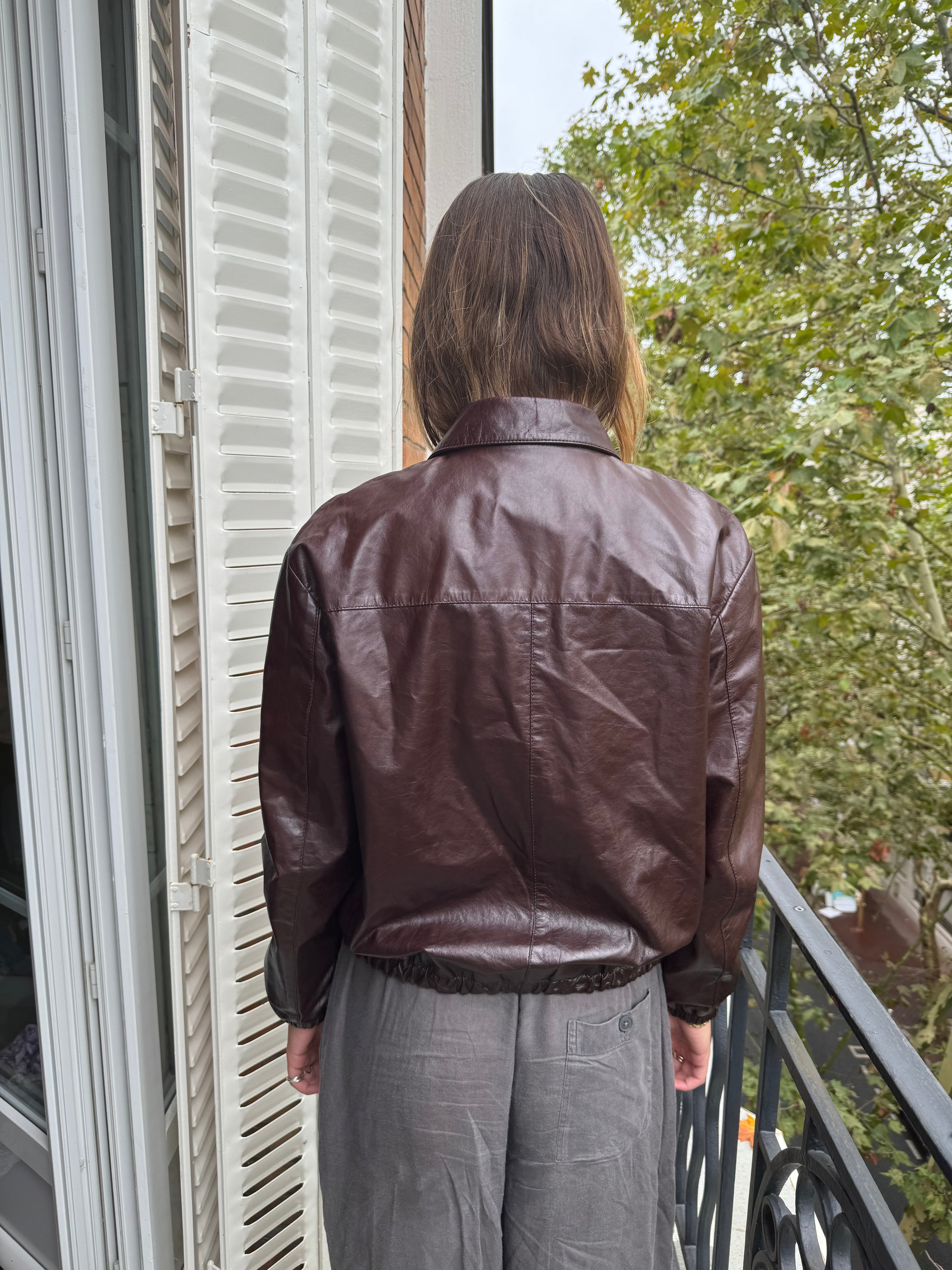 AW2017 Prada Brown Soft Relaxed Lamb Leather Jacket  (XS)