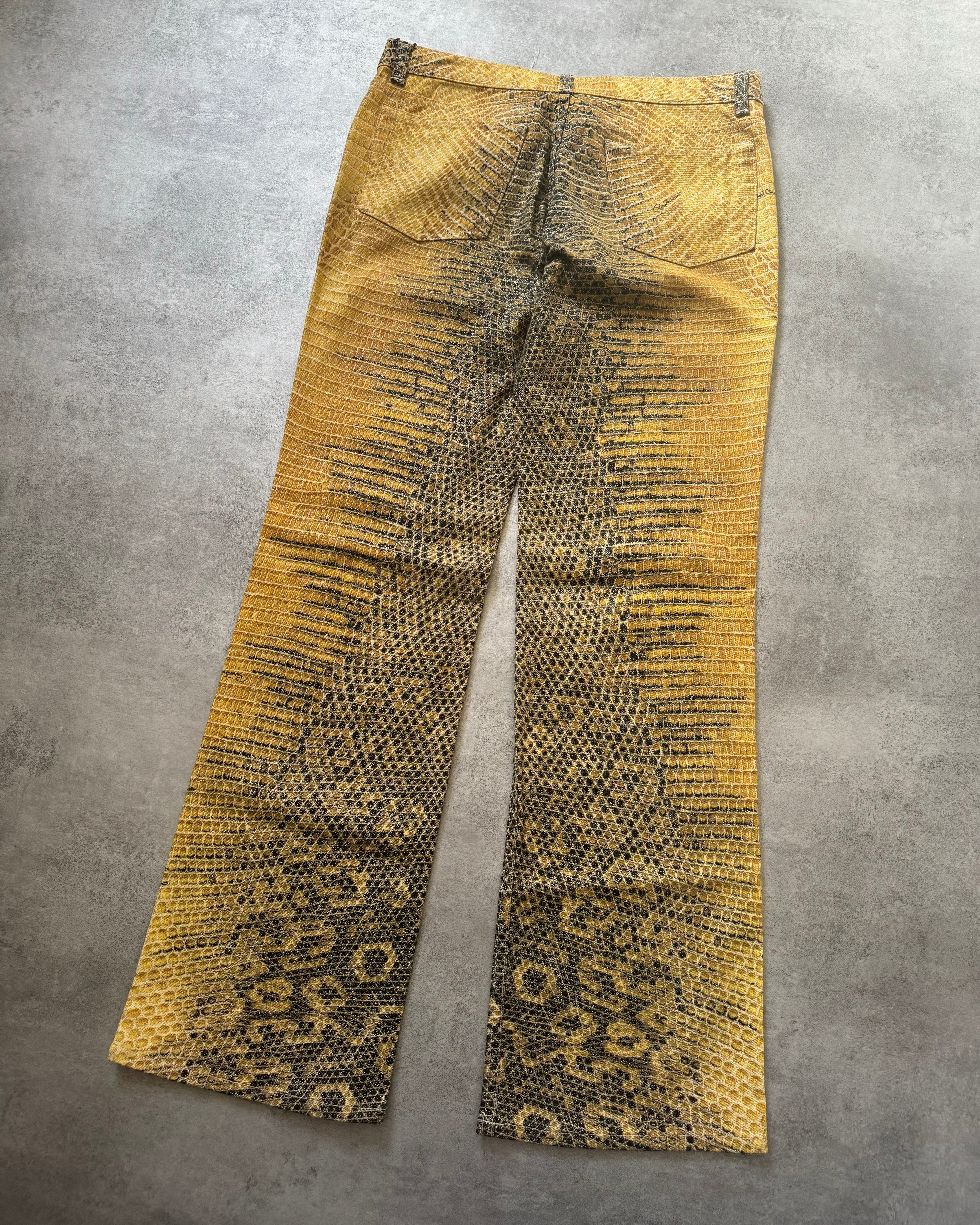 1990s Roberto Cavalli Bees Yellow Scales Pants (M)