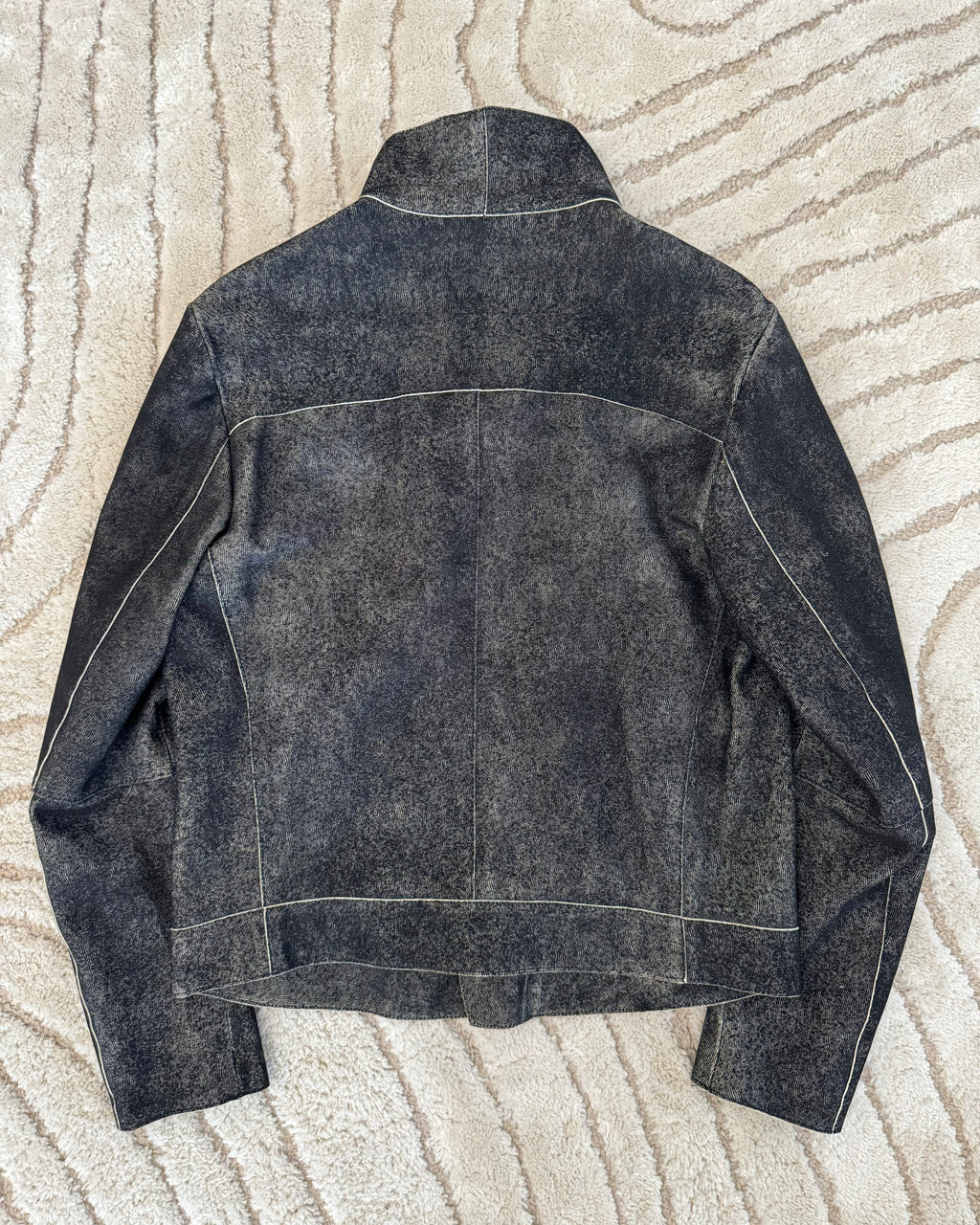 FW2015 Armani Asymmetrical Raw Leather Jacket (M)