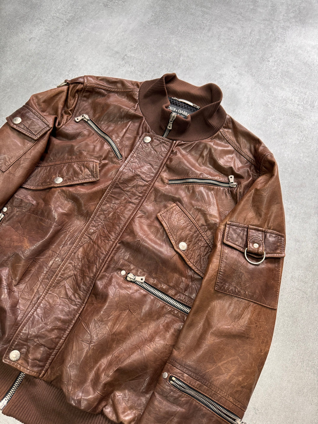 2000年代 ドルチェ＆ガッバーナ ニンジャ マルチジップ レザー ジャケット (L)