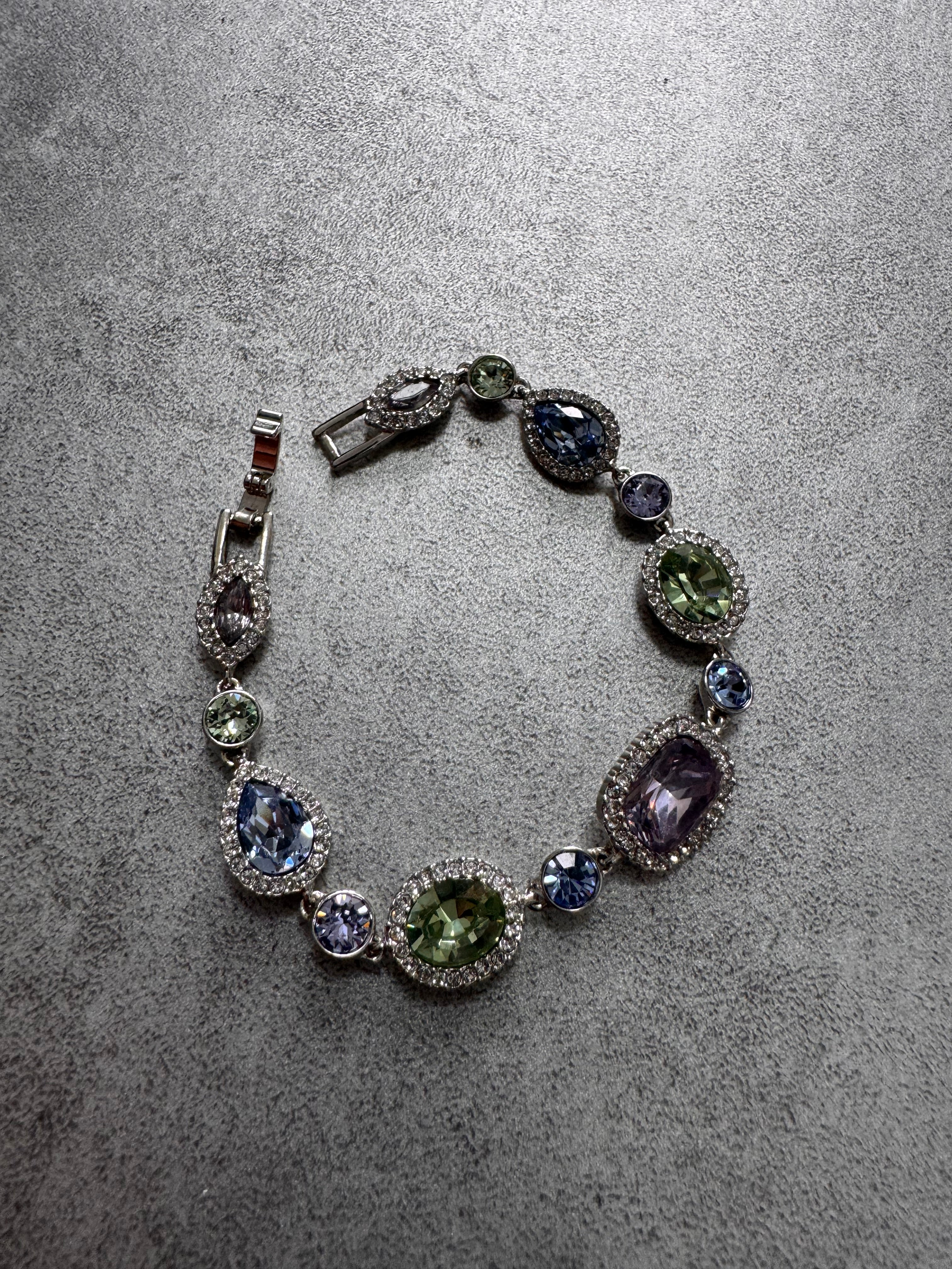1990s Givenchy Gemstones Reversible Stainless Steel Bracelet