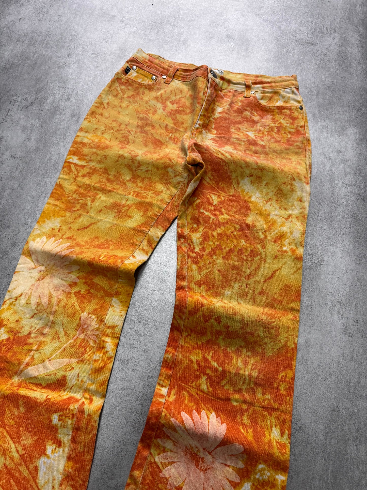 1990s Cavalli Orange Sunflowers Pants (S)