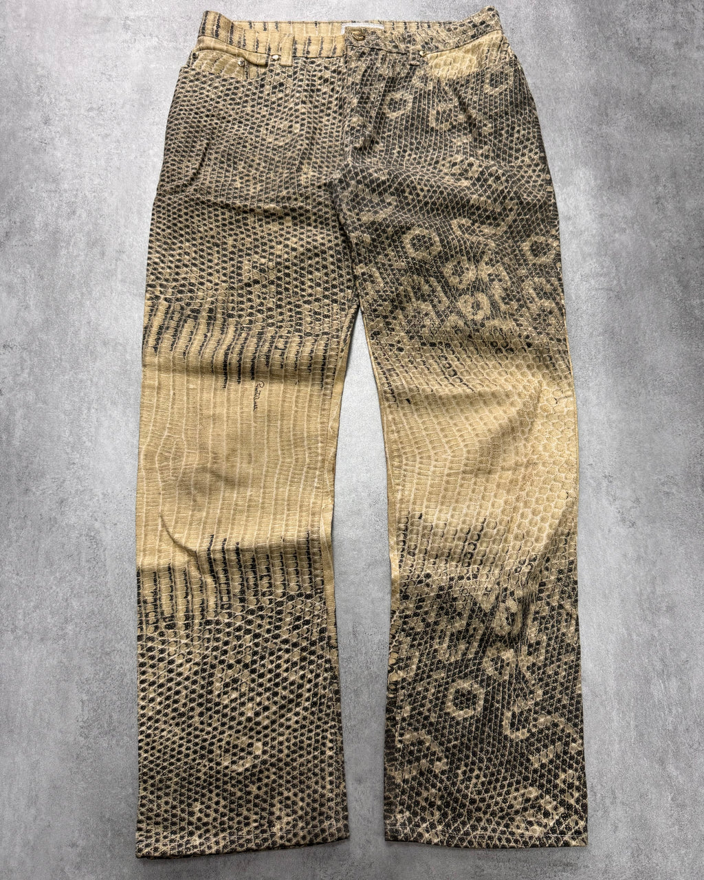 1990s Roberto Cavalli Bees Caramel Scales Pants